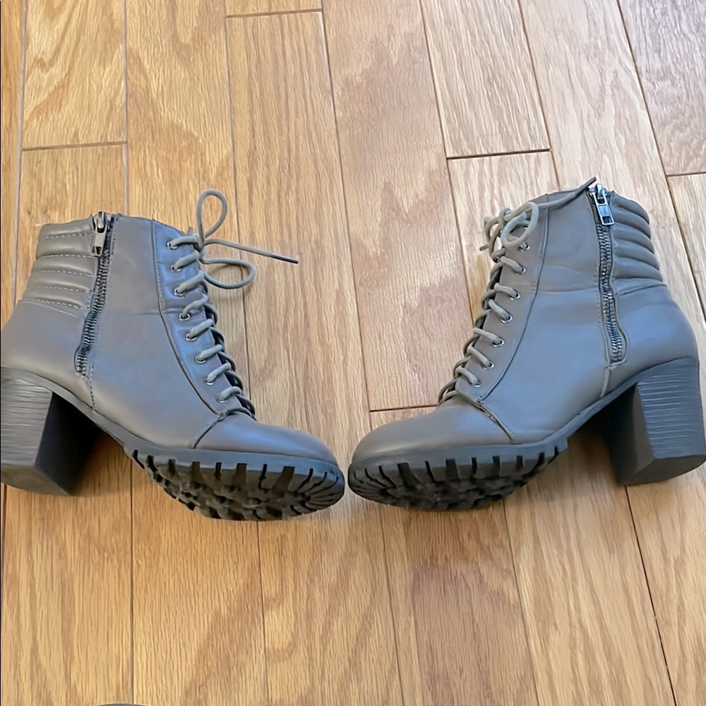 Charlotte Russe Gray Lace-Up Boots